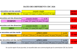 Dates des rencontres CDC 2026
