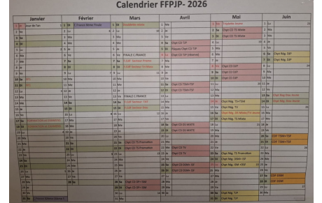 Calendrier secteur et fédéraux de janvier à juin 2026