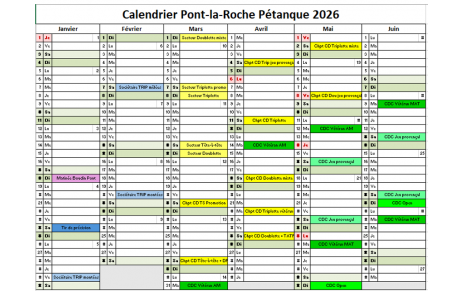 calendrier 2026 Pont La Roche