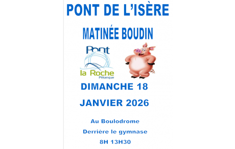 Matinée Boudin au boulodrome couvert le dimanche 18 janvier