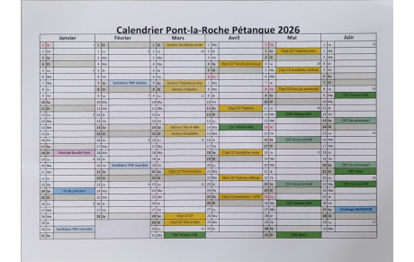 Calendrier Pont-La-Roche Pétanque